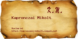 Kapronczai Mikolt névjegykártya